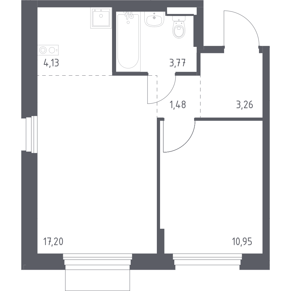 Студия 40 м2 в ЖК Новое Внуково корпус null этаж 3