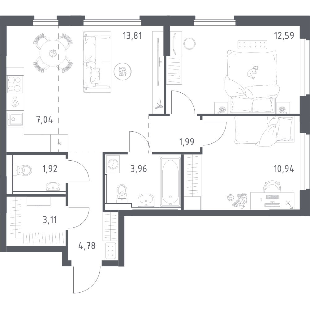 Студия 60 м2 в ЖК Донские Легенды корпус null этаж 12