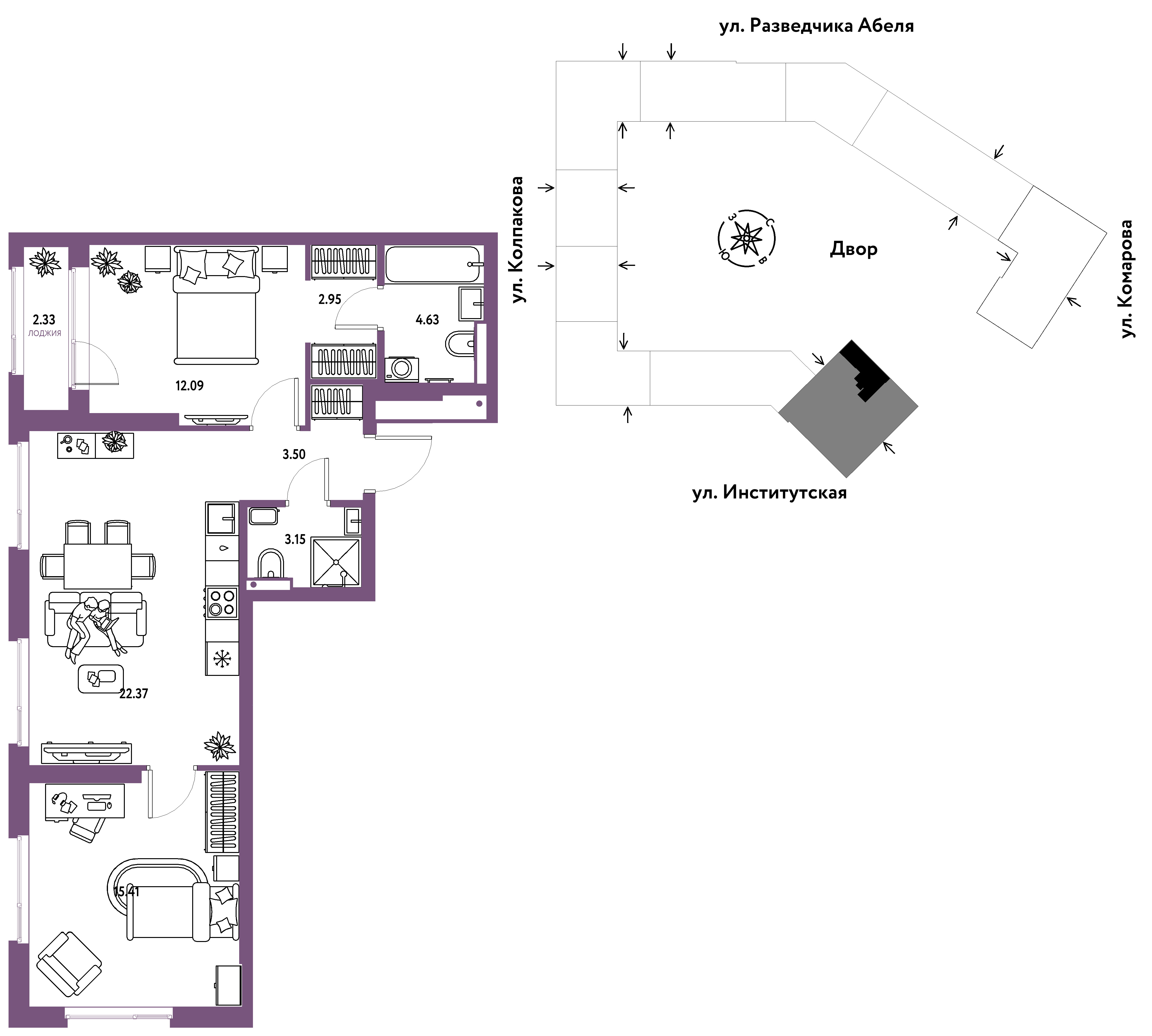 Студия 66 м2 в ЖК Страна.Парковая корпус null этаж 2