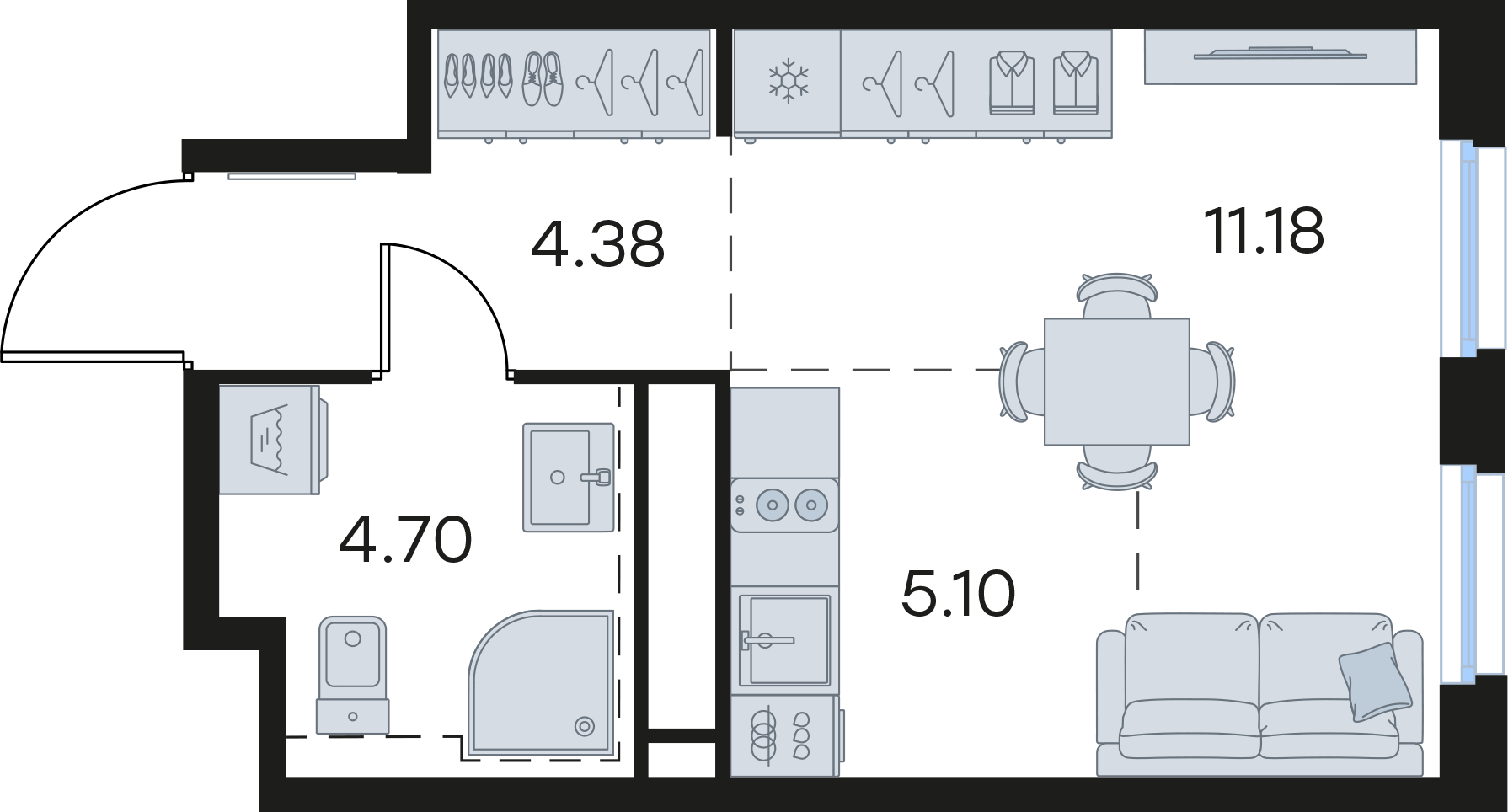 Студия 25 м2 в ЖК GloraX Левобережный корпус null этаж 26