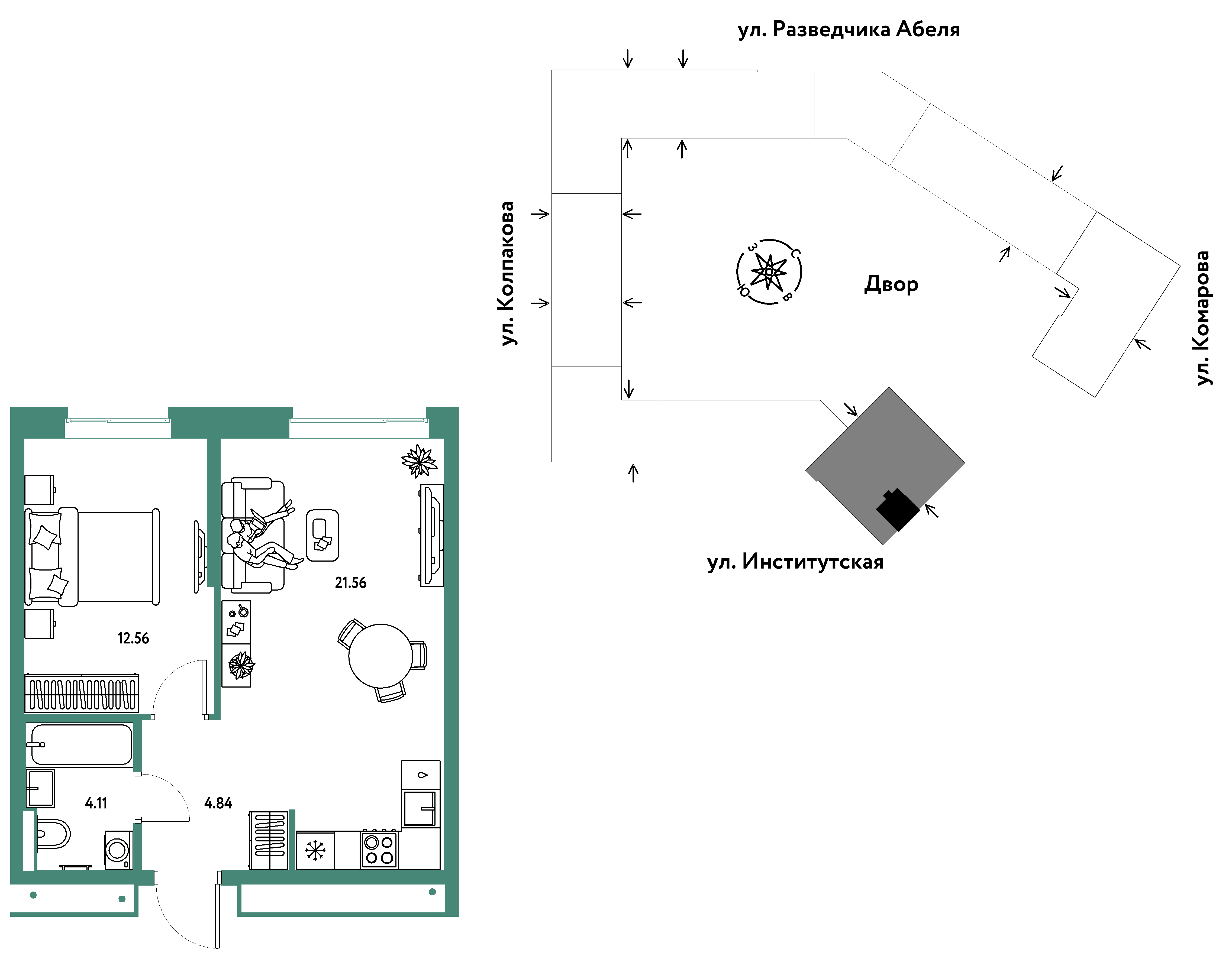 Студия 43 м2 в ЖК Страна.Парковая корпус null этаж 10
