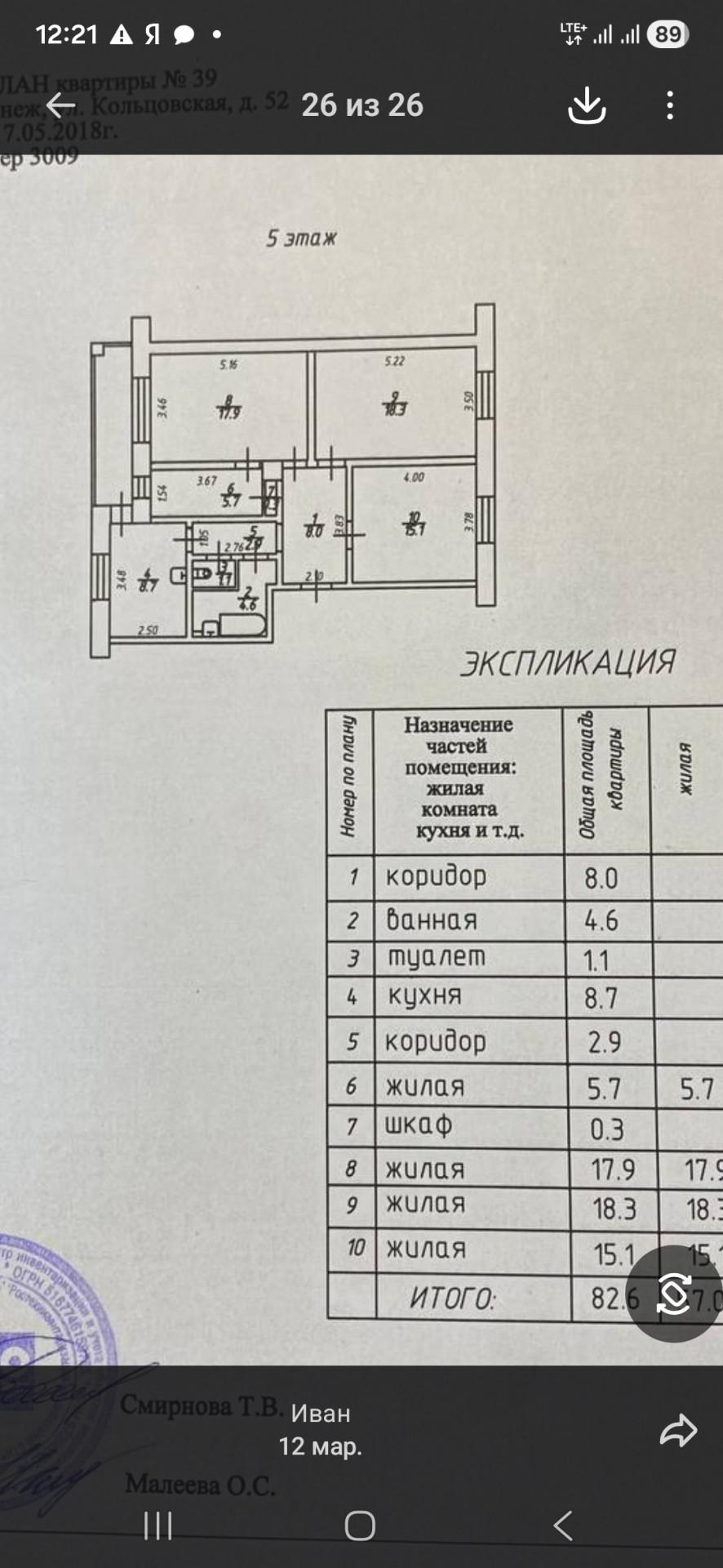 4-комнатная 82.6 м2 в ЖК undefined корпус null этаж 5