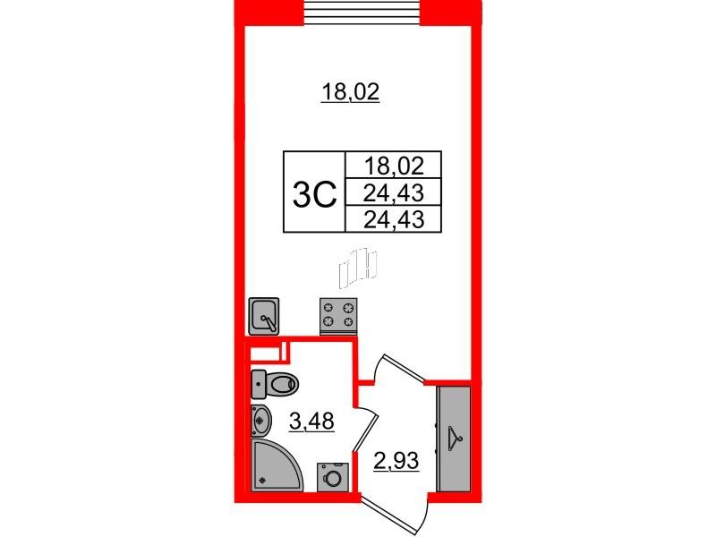 Студия 24 м2 в ЖК Univer City корпус null этаж 1