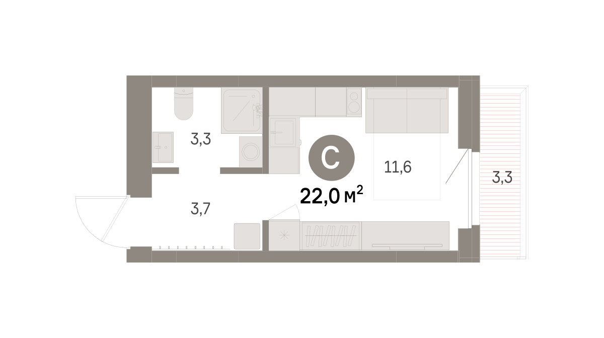 Студия 21 м2 в ЖК Шишимская горка корпус null этаж 7