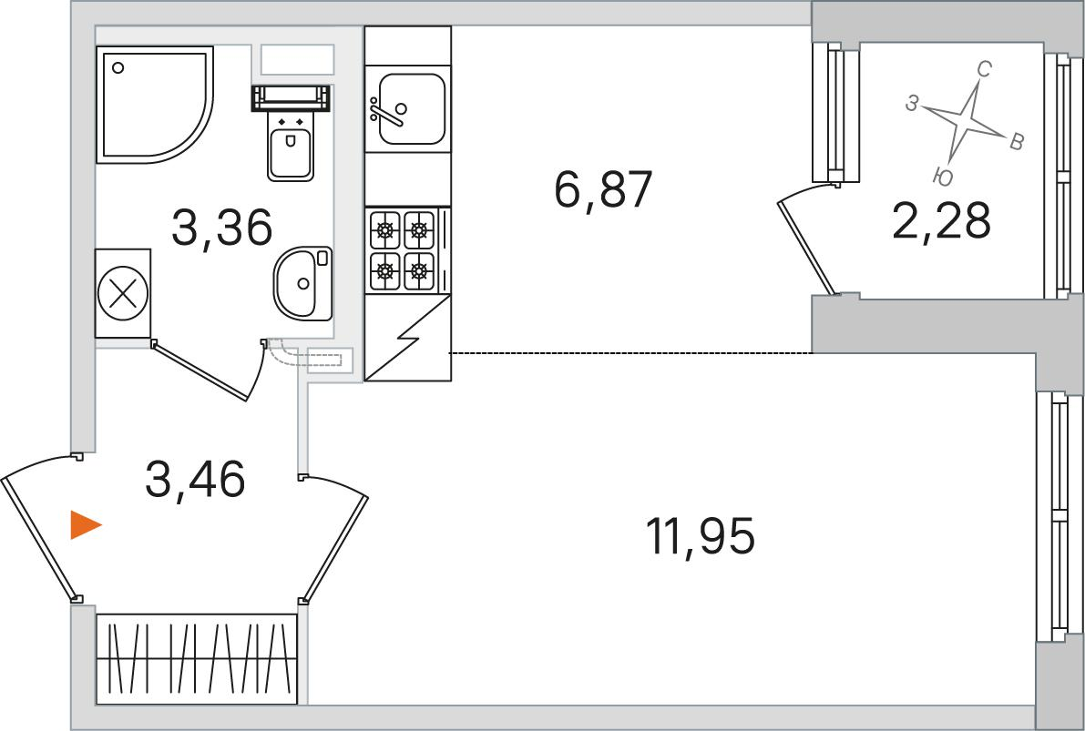 Студия 26 м2 в ЖК Дубровский корпус null этаж 1