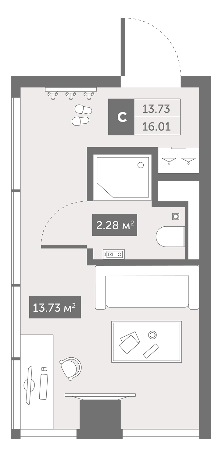 Студия 16 м2 в ЖК Зум Чёрная Речка корпус null этаж 2
