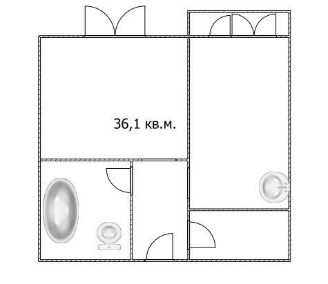 1-комнатная 36.1 м2 в ЖК undefined корпус null этаж 6