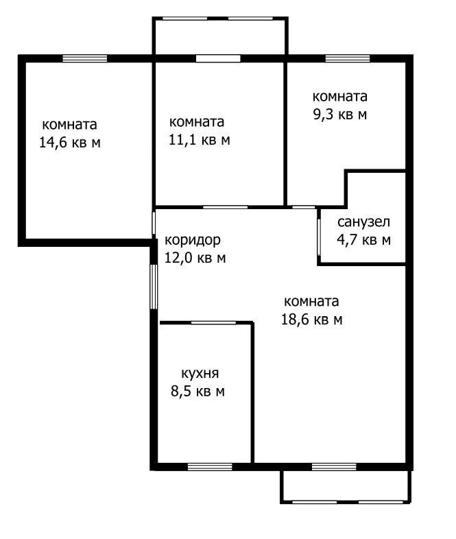 4-комнатная 78.8 м2 в ЖК undefined корпус null этаж 3