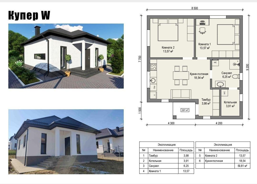 2-комнатная 60 м2 в ЖК undefined корпус null этаж null