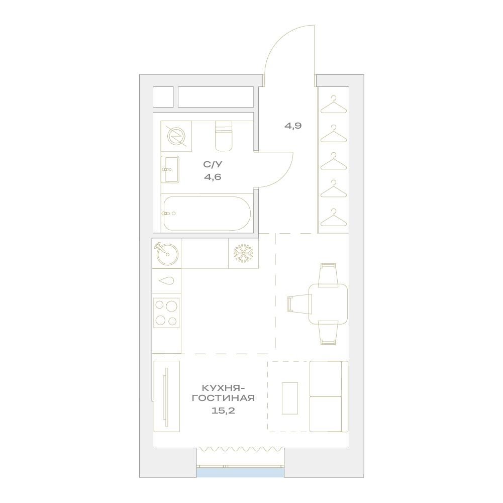 Студия 24 м2 в ЖК Детали корпус null этаж 11