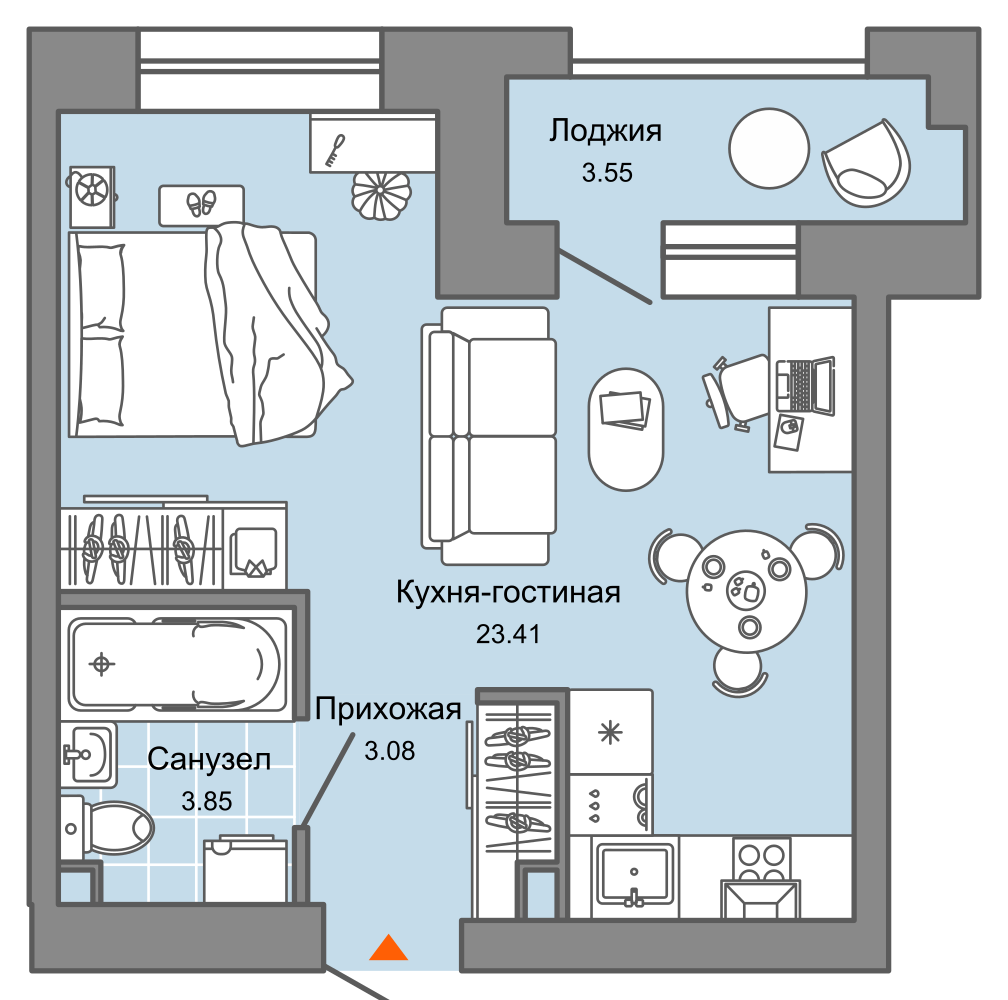 1-комнатная 32 м2 в ЖК Город новаторов корпус null этаж 7