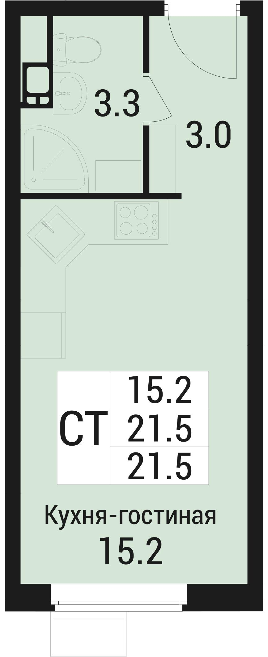 Студия 21 м2 в ЖК Дом в Малаховке корпус null этаж 5