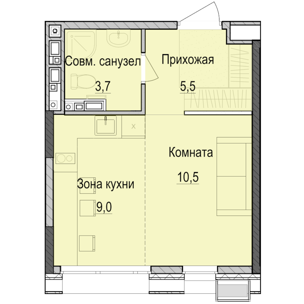 Студия 28 м2 в ЖК Парк Маяк корпус null этаж 8