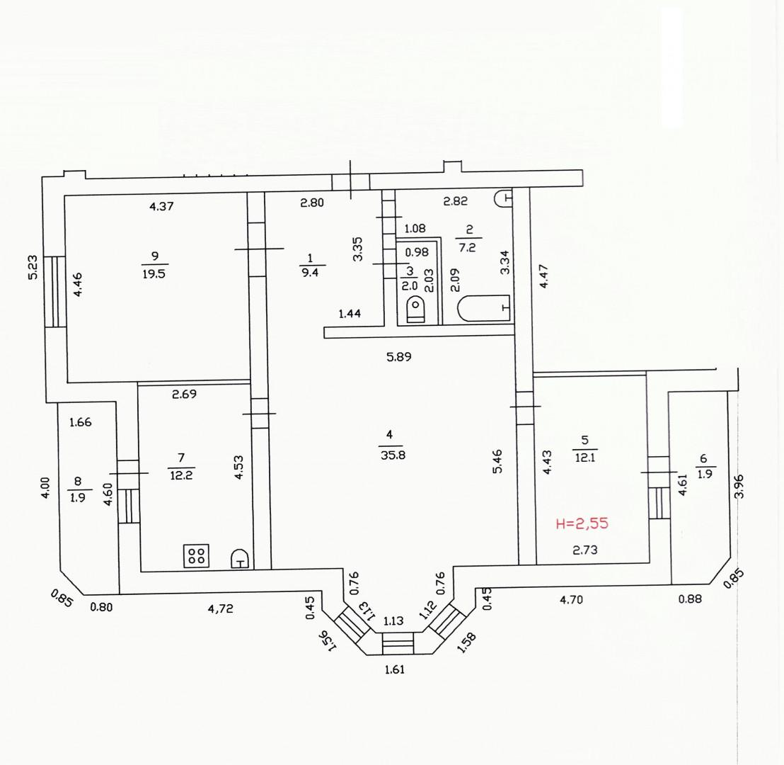 3-комнатная 98.2 м2 в ЖК undefined корпус null этаж 1