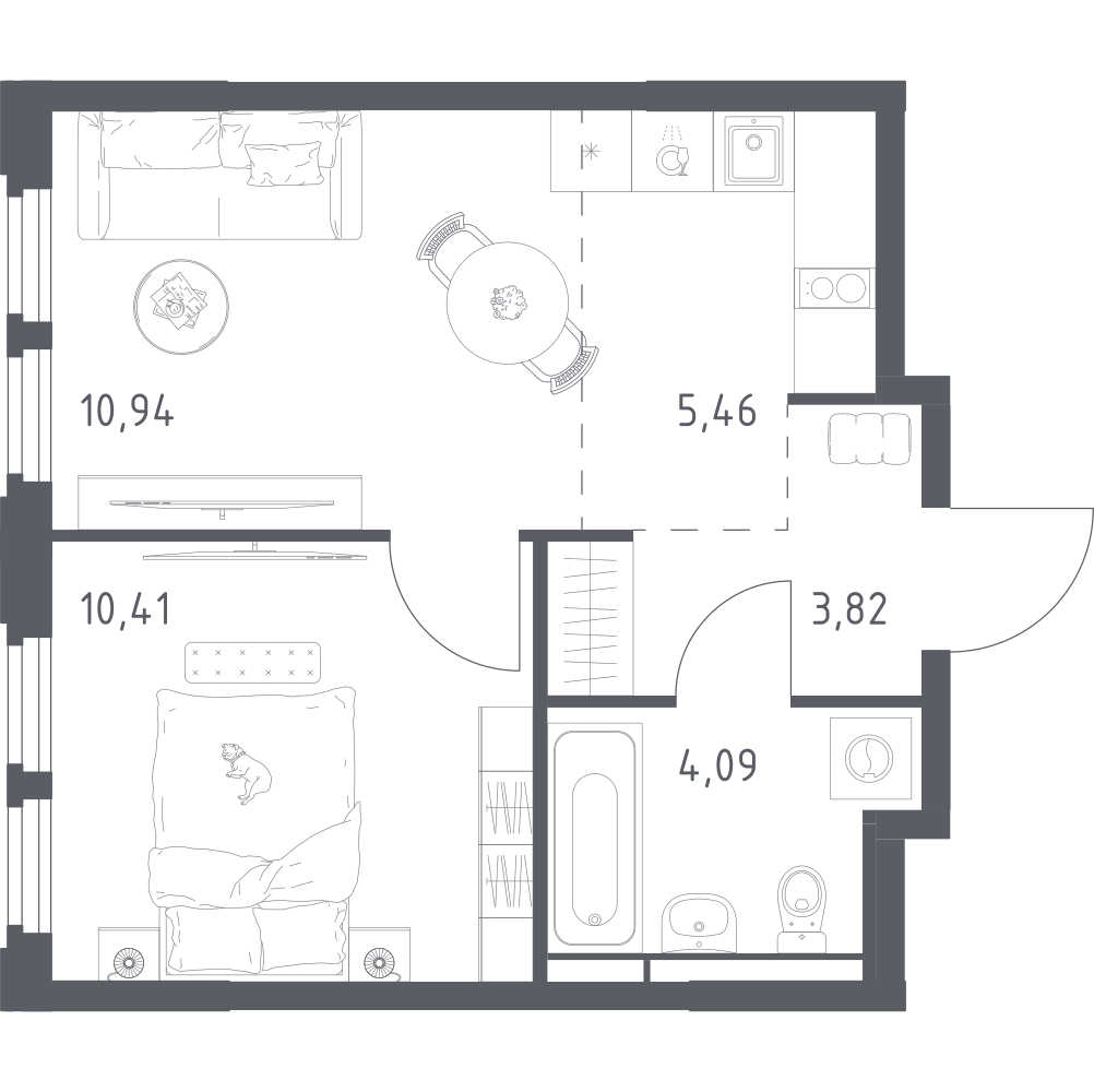 Студия 34 м2 в ЖК Космический Квартал корпус null этаж 6