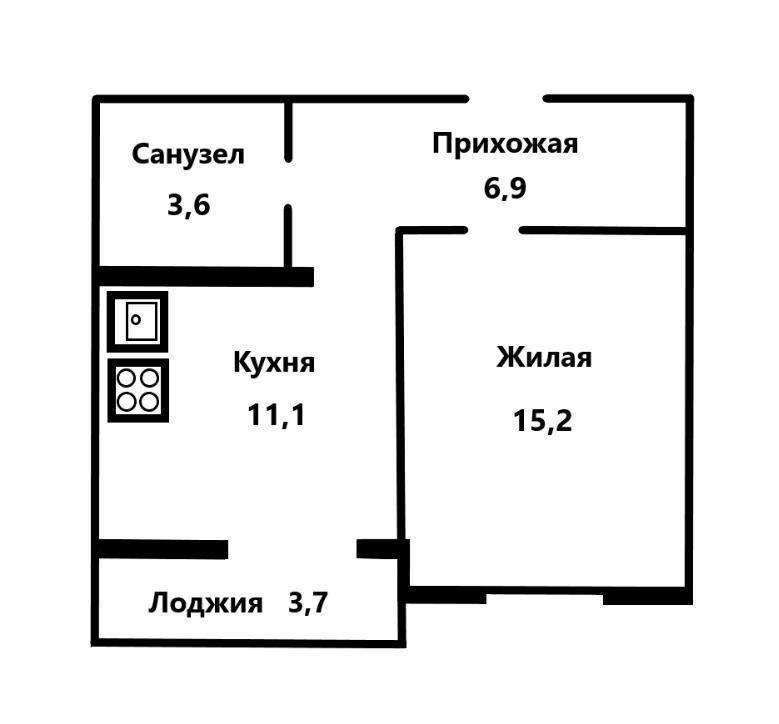 1-комнатная 36.8 м2 в ЖК undefined корпус null этаж 10