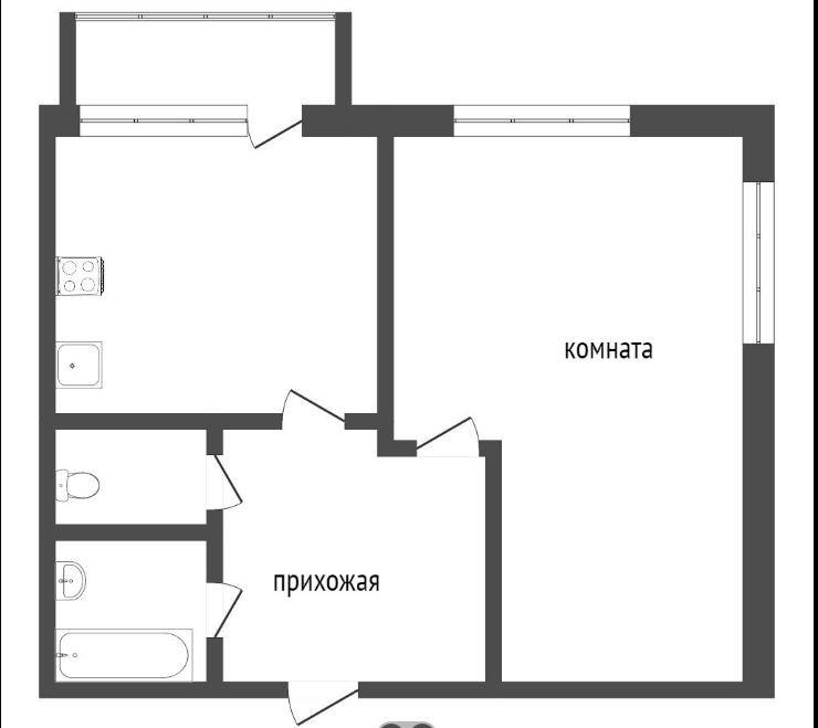 1-комнатная 39.5 м2 в ЖК undefined корпус null этаж 1