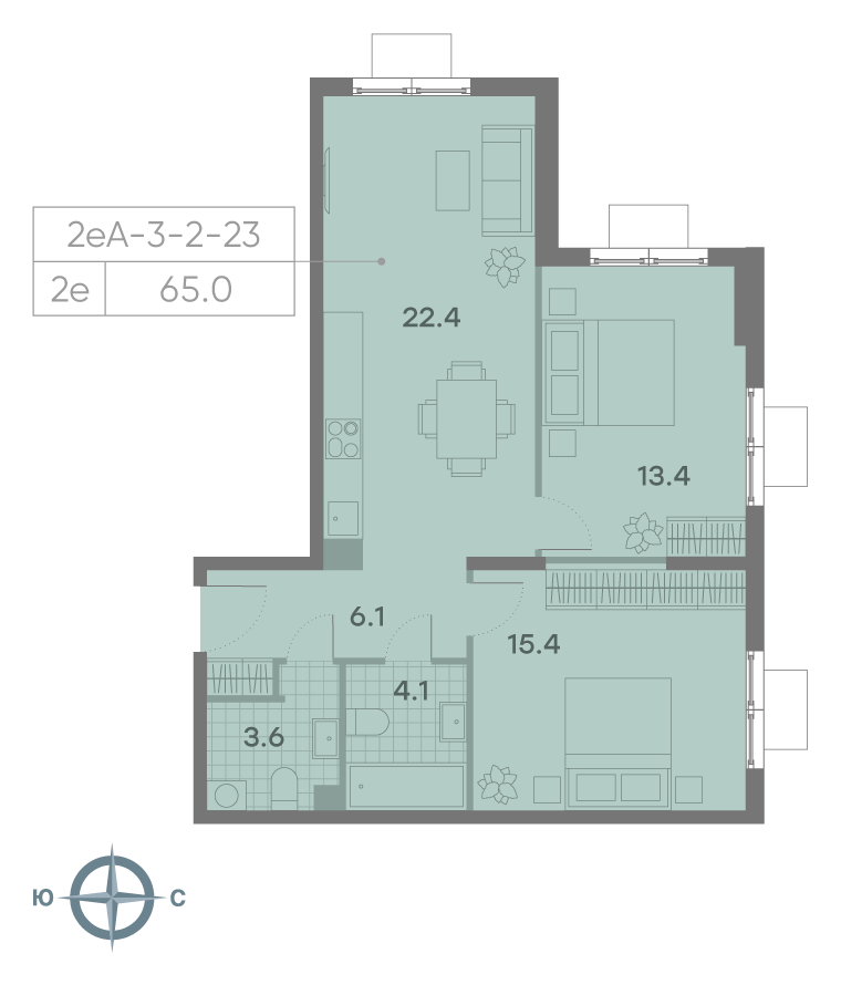 Студия 65 м2 в ЖК Парксайд корпус null этаж 22