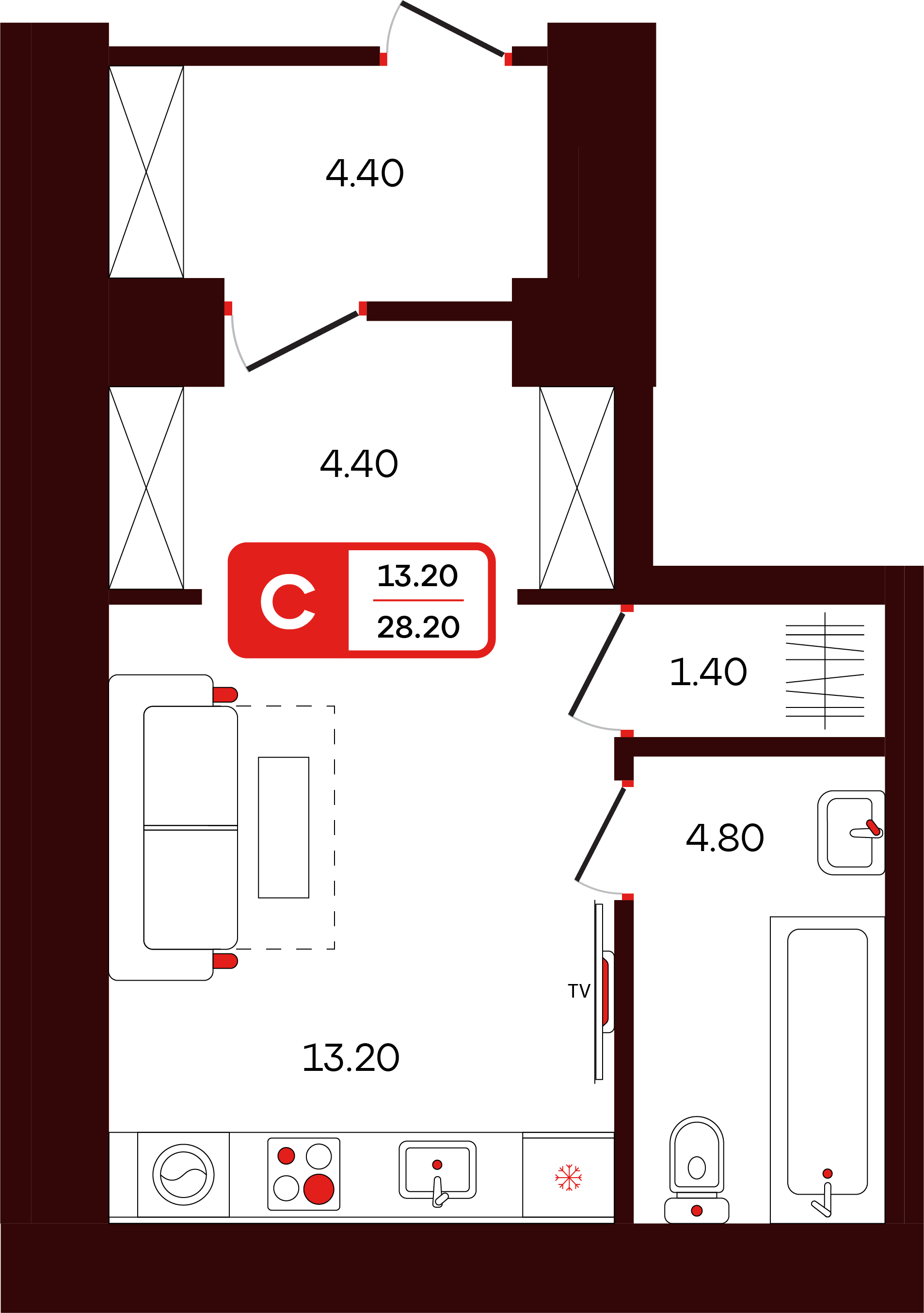 Студия 28 м2 в ЖК Тепло корпус null этаж 1