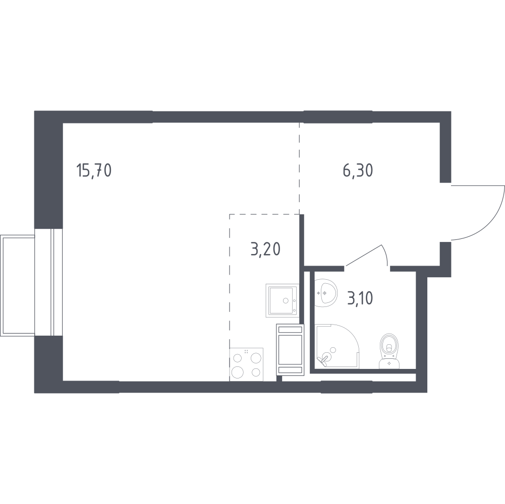 Студия 28 м2 в ЖК Курортный Квартал корпус null этаж 5