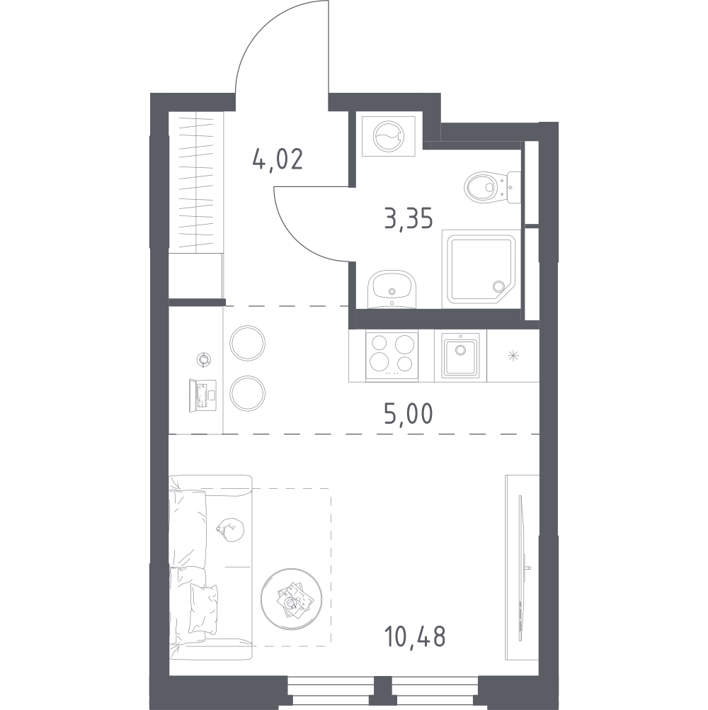 Студия 22 м2 в ЖК Космический Квартал корпус null этаж 4