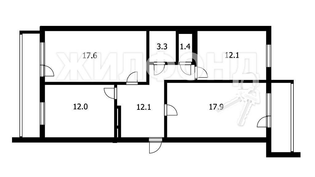 3-комнатная 76.4 м2 в ЖК undefined корпус null этаж 1