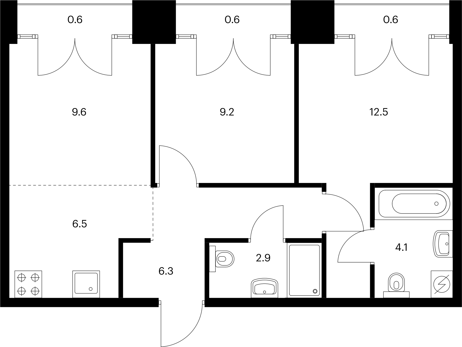 2-комнатная 52 м2 в ЖК Лермонтовский 54 корпус null этаж 9