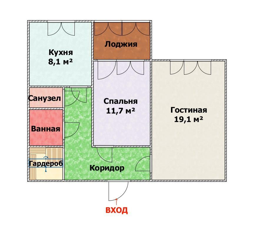 2-комнатная 53.7 м2 в ЖК undefined корпус null этаж 10