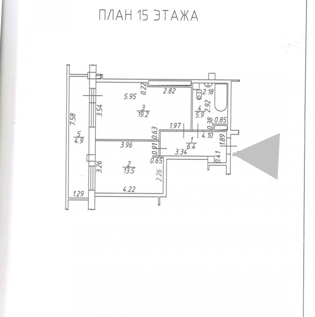2-комнатная 49.9 м2 в ЖК undefined корпус null этаж 15
