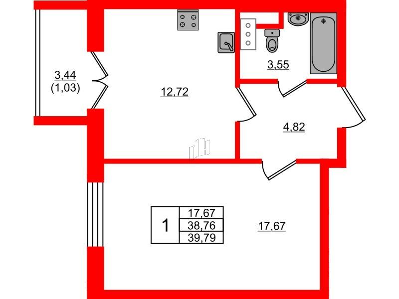 1-комнатная 39 м2 в ЖК Сертолово Парк корпус null этаж 5