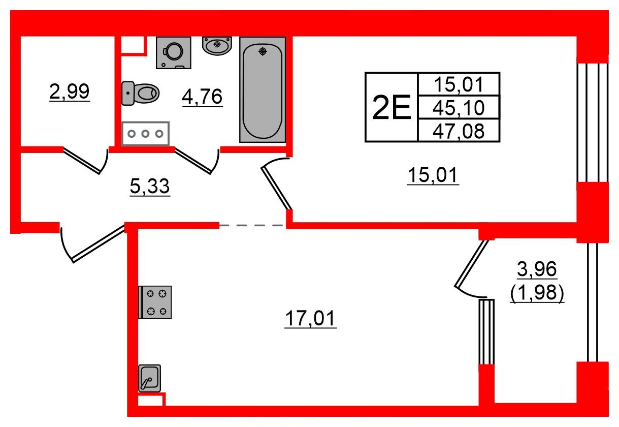 1-комнатная 47 м2 в ЖК Знатный корпус null этаж 10