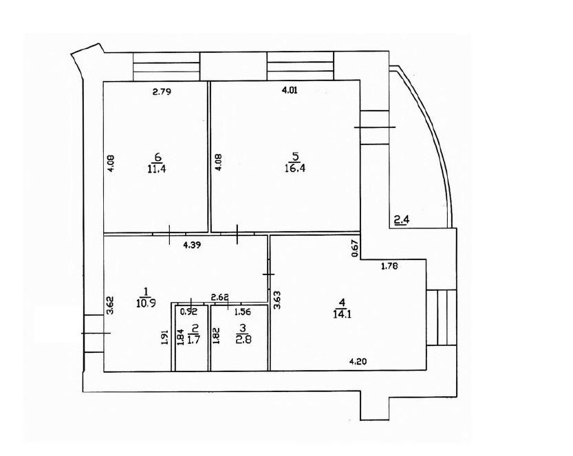 2-комнатная 57.3 м2 в ЖК undefined корпус null этаж 7