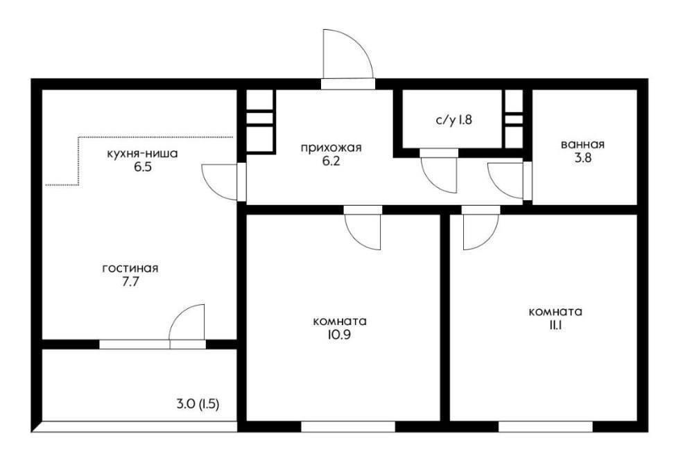2-комнатная 51 м2 в ЖК undefined корпус null этаж 12