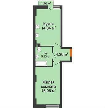 2-комнатная 42 м2 в ЖК undefined корпус null этаж 10