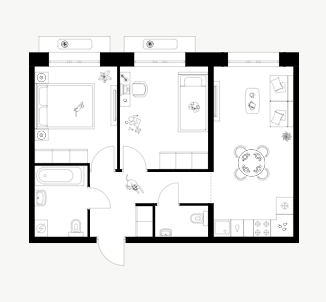 2-комнатная 59 м2 в ЖК undefined корпус null этаж 11