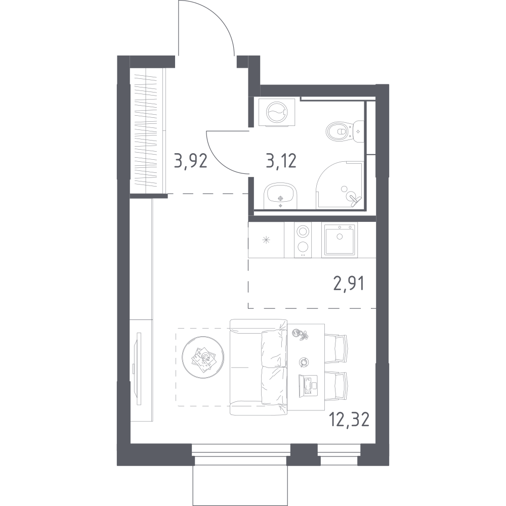 Студия 22 м2 в ЖК Мытищи Парк корпус null этаж 3