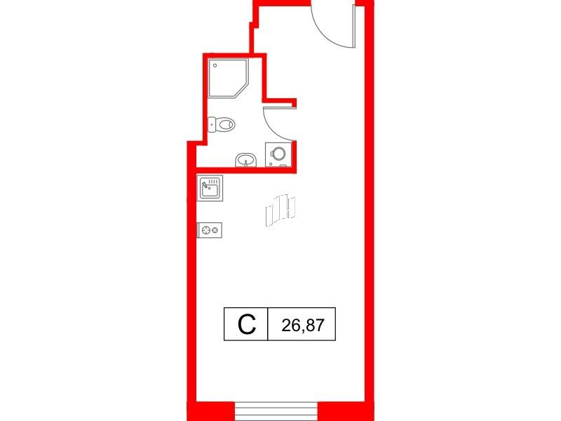 Студия 26 м2 в ЖК Saan корпус null этаж 6