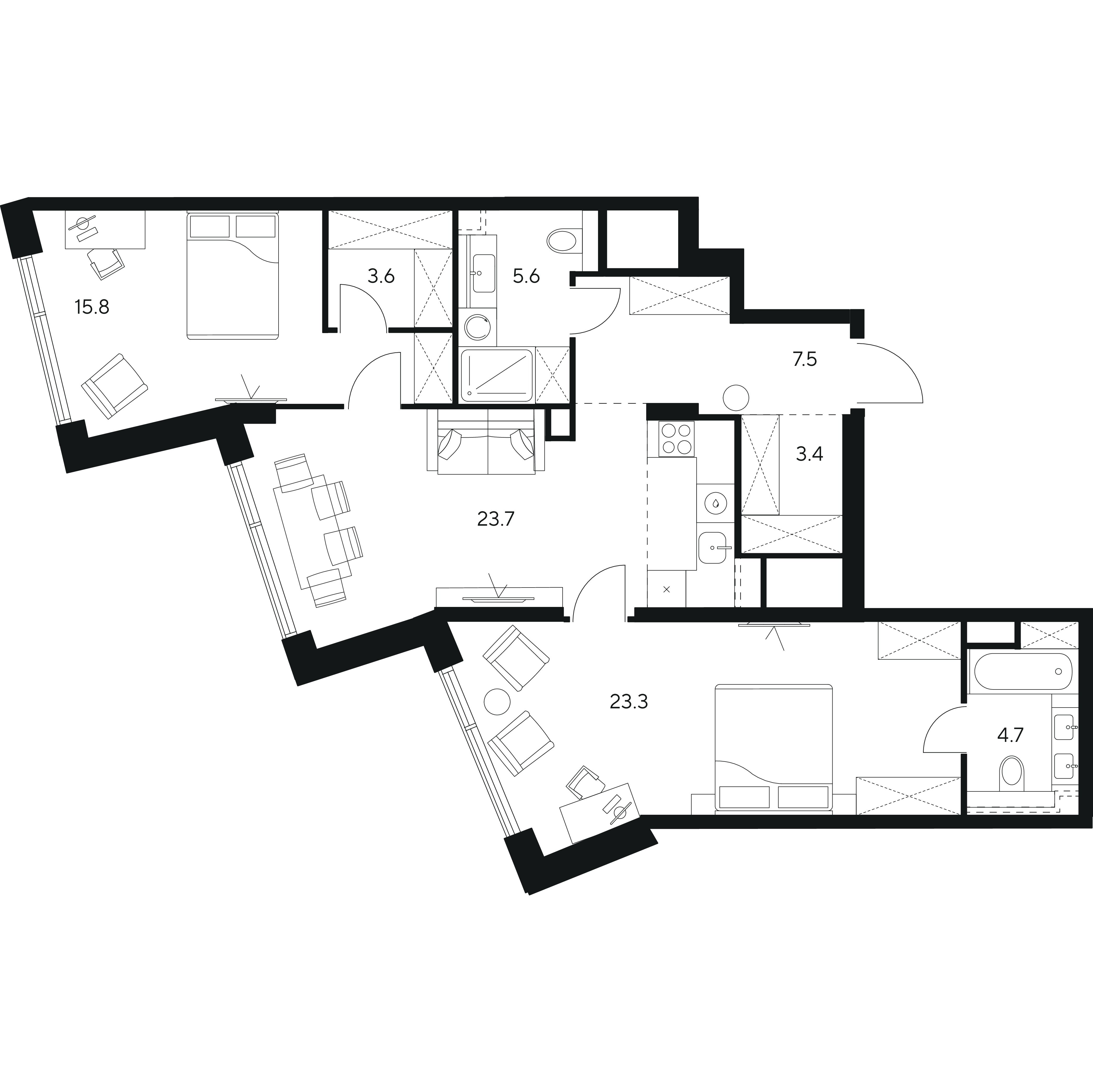 Студия 87 м2 в ЖК NEXUS by Akvilon корпус null этаж 44