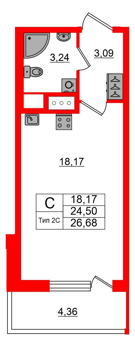 Студия 24 м2 в ЖК Setl Ривьера корпус null этаж 13