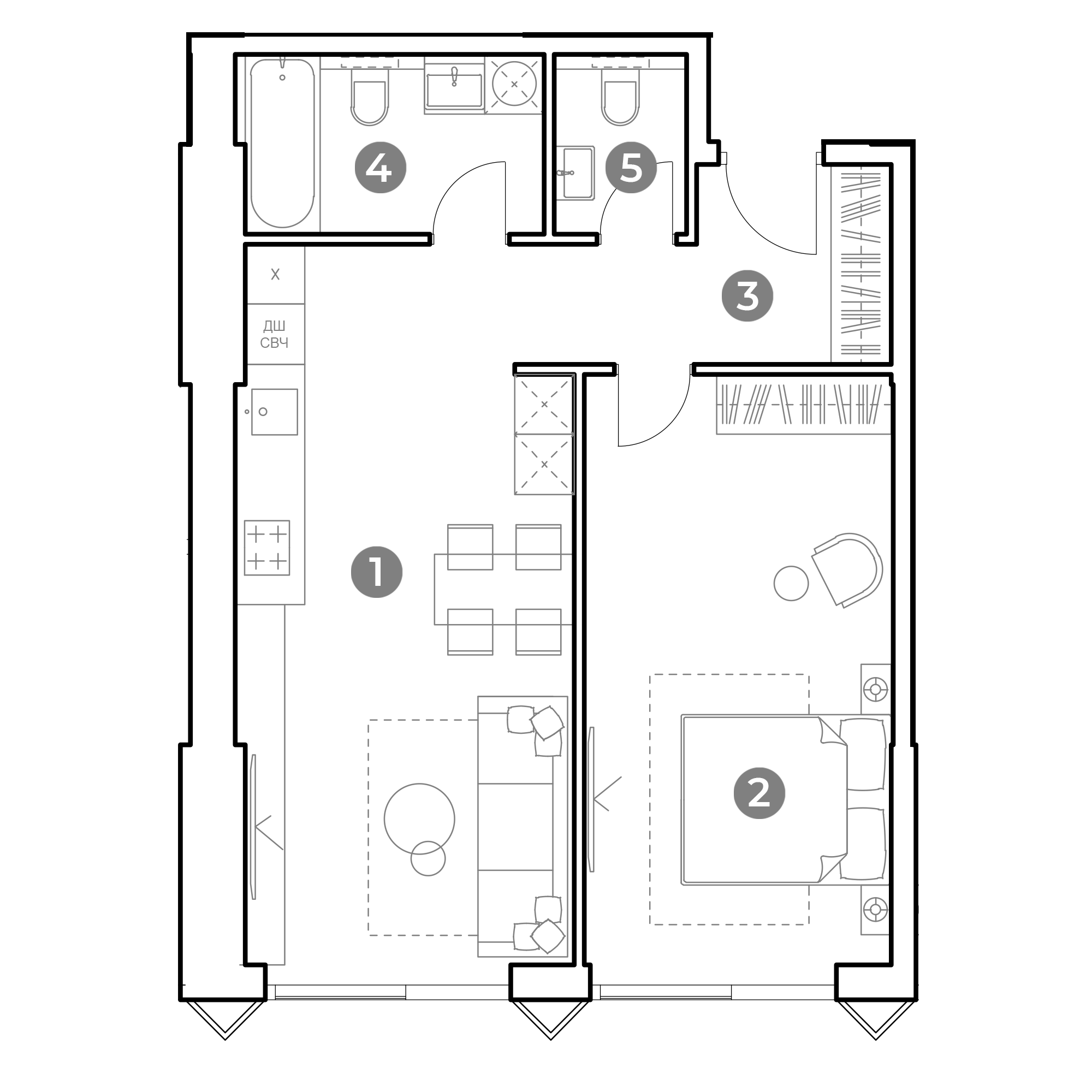 2-комнатная 57 м2 в ЖК Nametkin Tower корпус null этаж 23