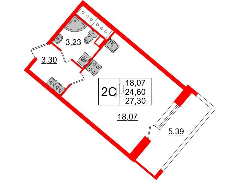 Студия 24 м2 в ЖК Пульс Премьер корпус null этаж 7