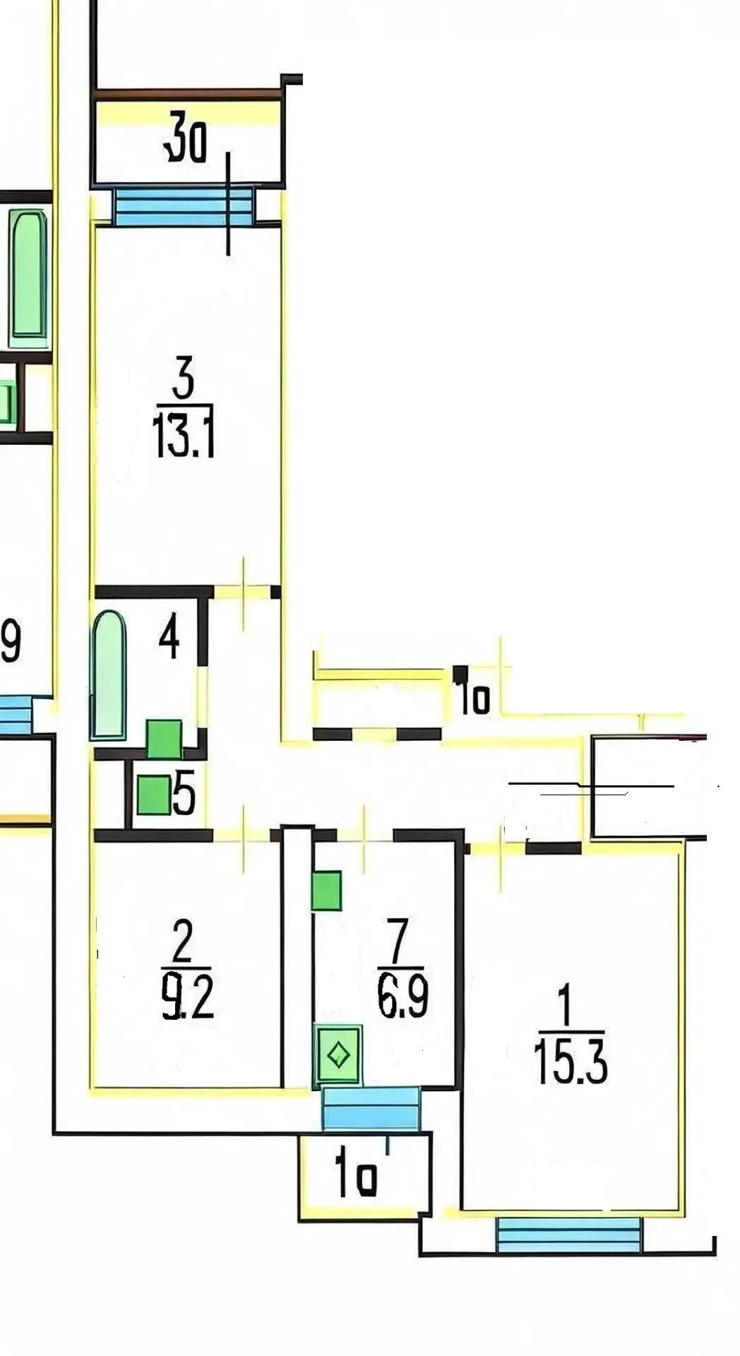 3-комнатная 59.7 м2 в ЖК undefined корпус null этаж 3
