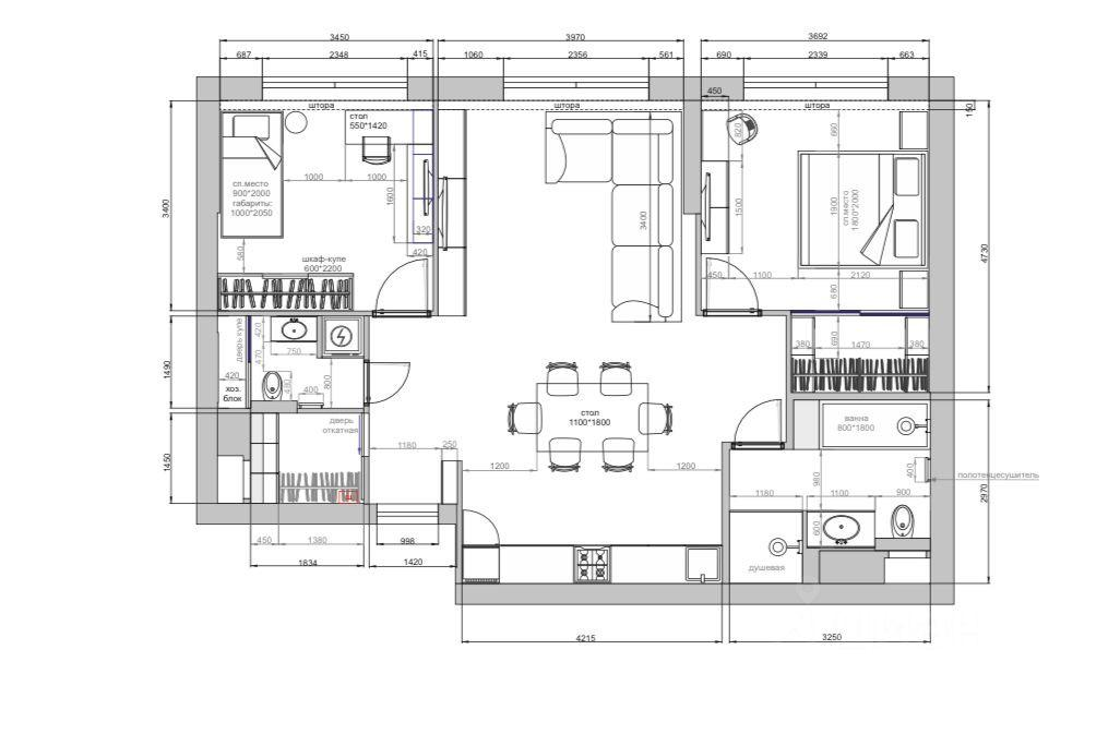 3-комнатная 80 м2 в ЖК undefined корпус null этаж 5