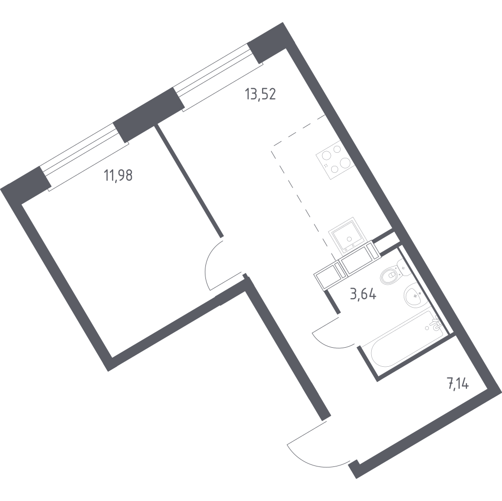 1-комнатная 36 м2 в ЖК Эко Бунино корпус null этаж 6