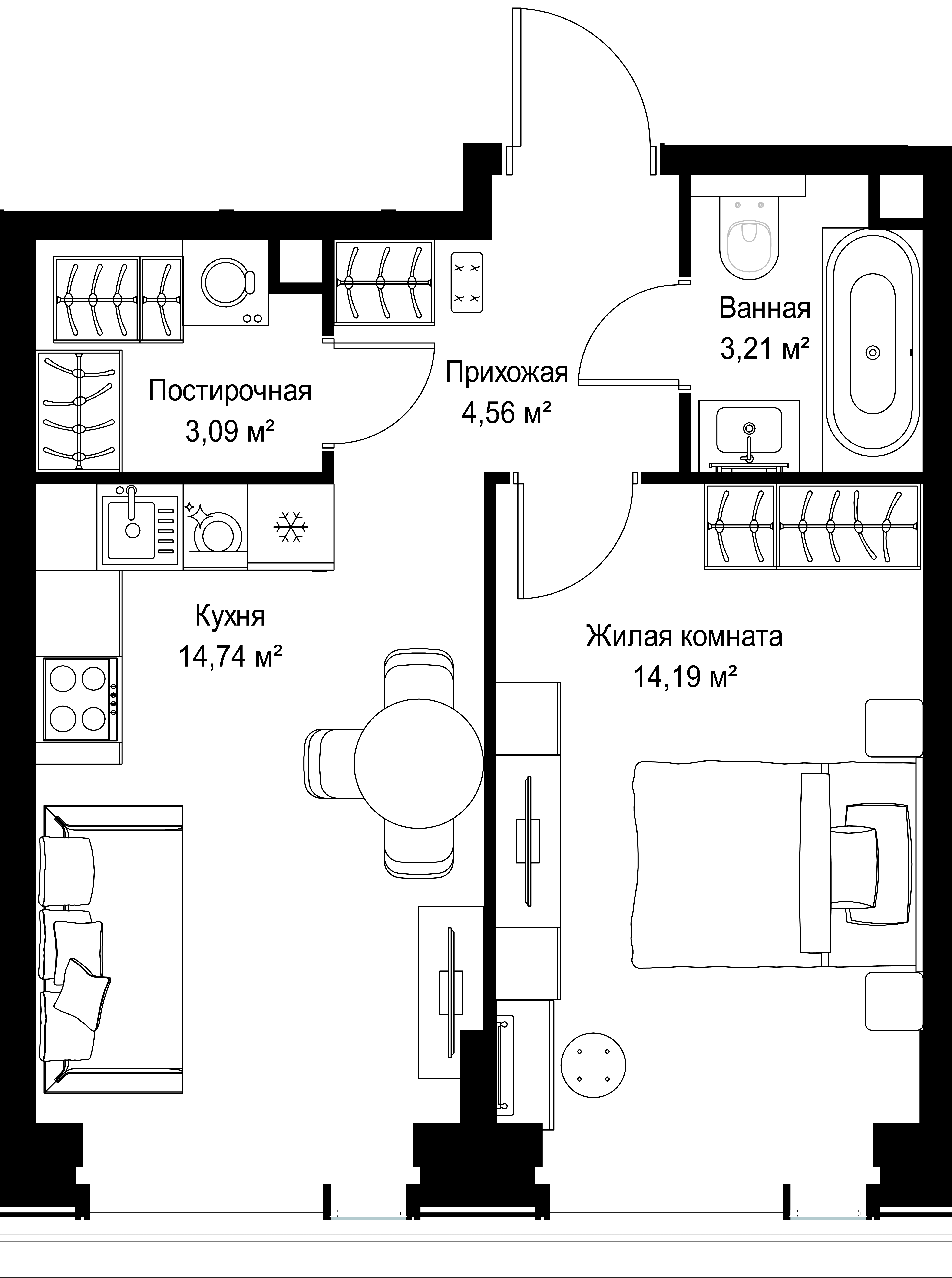 1-комнатная 39 м2 в ЖК СИТИДЗЕН корпус null этаж 11