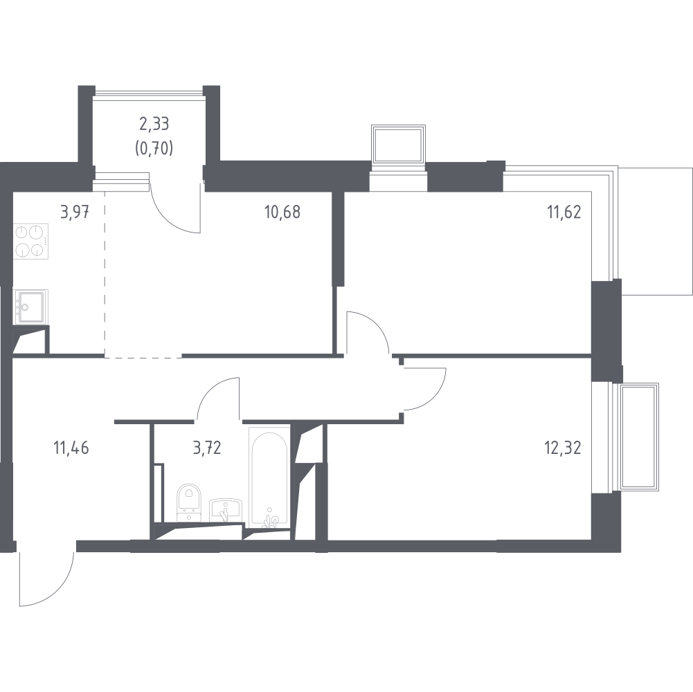 Студия 54 м2 в ЖК Долина Яузы корпус null этаж 7