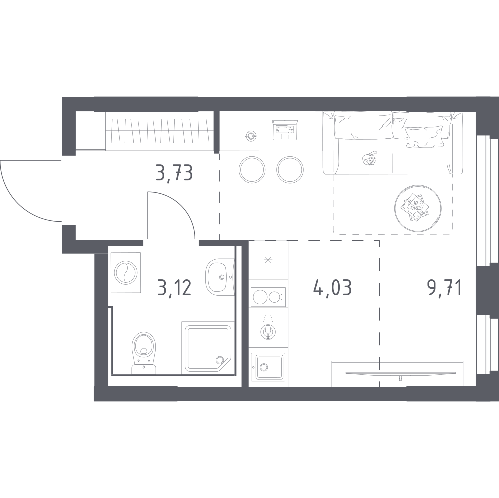 Студия 20 м2 в ЖК Донские Легенды корпус null этаж 3