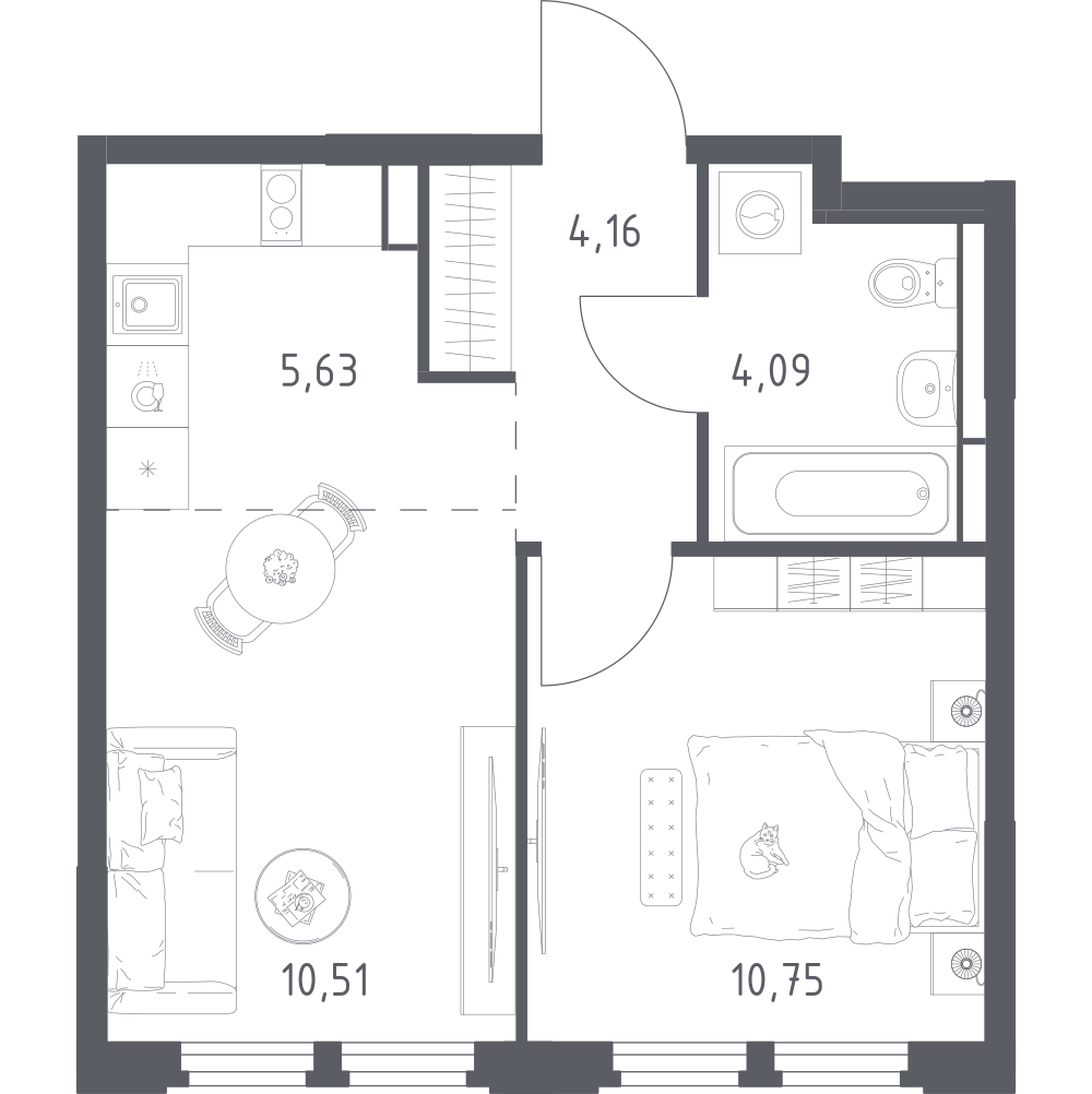 Студия 35 м2 в ЖК Космический Квартал корпус null этаж 7