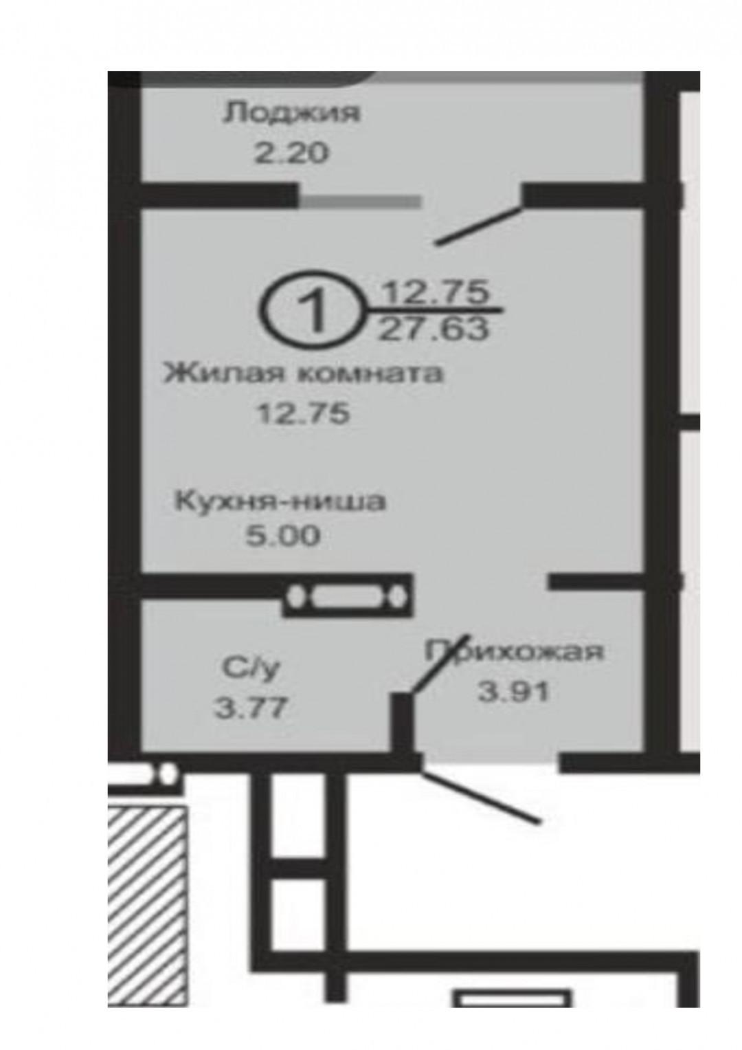 1-комнатная 27.7 м2 в ЖК undefined корпус null этаж 10