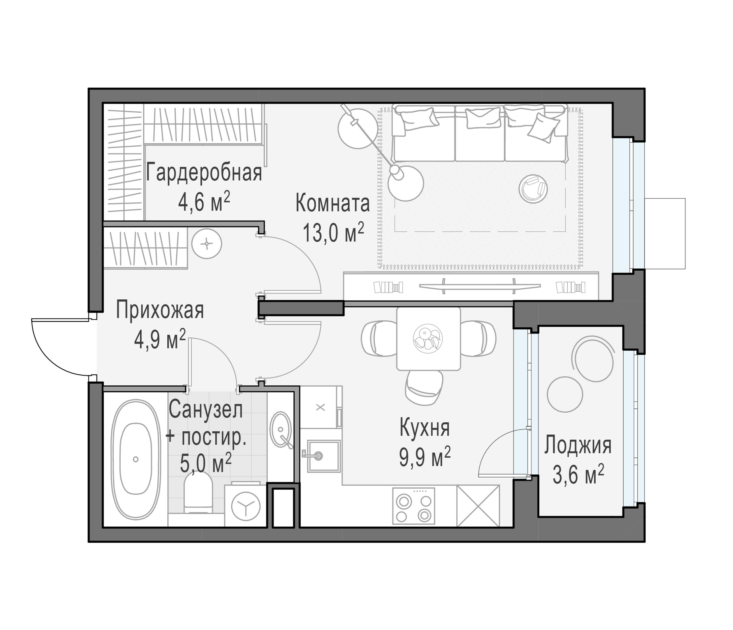 1-комнатная 37 м2 в ЖК Жилой квартал «Новое Медведково» корпус null этаж 8